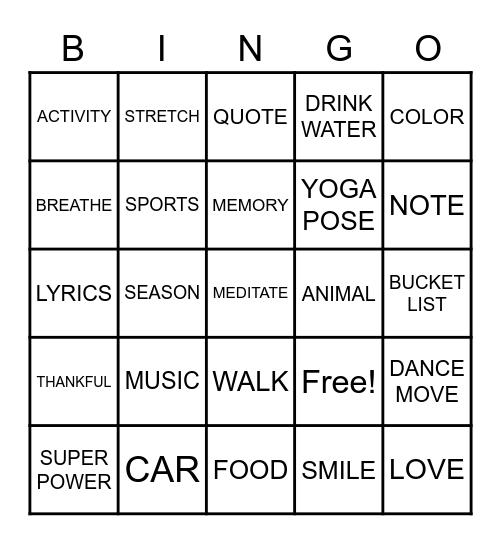 FUN BINGO Card