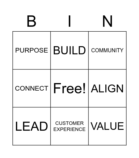 Mission Statement Bingo Card