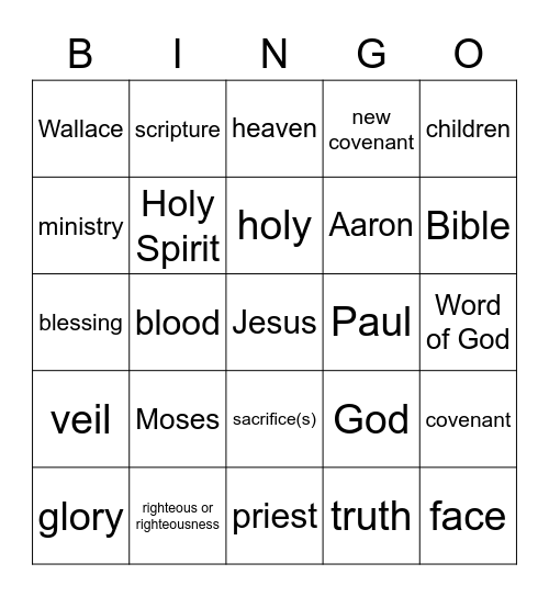 Aug. 1 Sermon Bingo Card