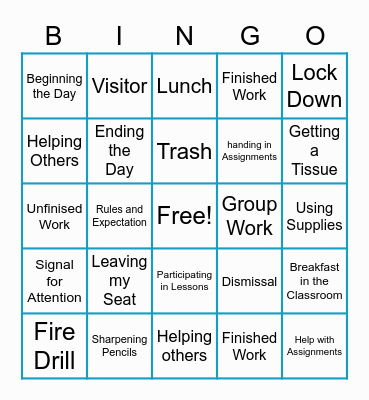Procedural Bingo Card