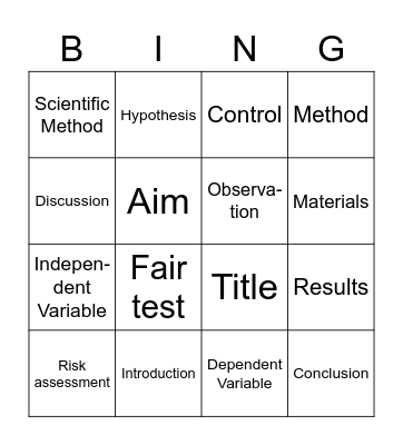 Scientific Method Bingo Card