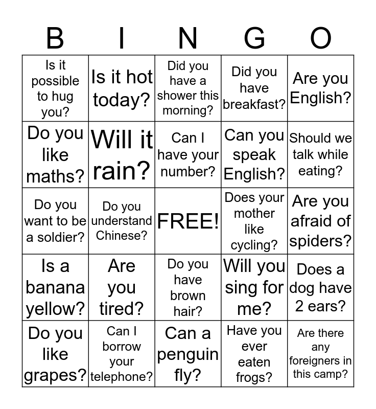 Kru Stamp Summer Camp Bingo Card