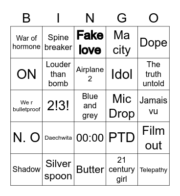 @Rinkijam7 Bingo Card