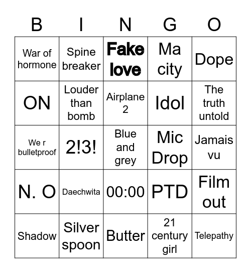 @Rinkijam7 Bingo Card