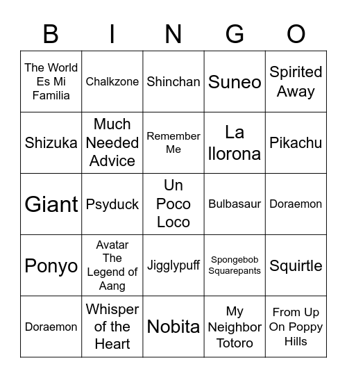 Destian’s Bingo Card