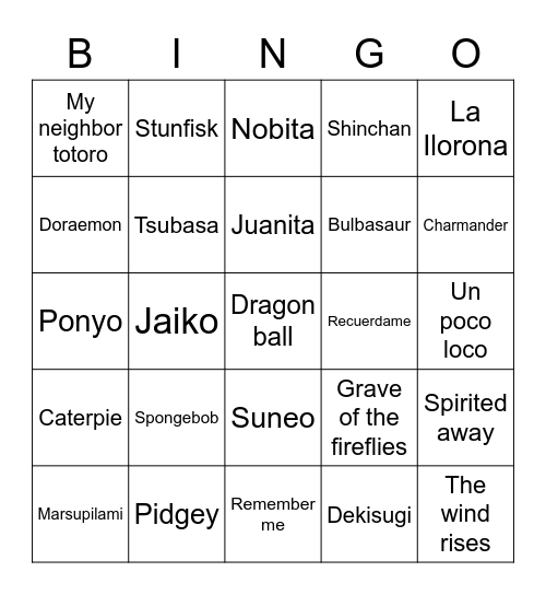 Gabs Bingo Card
