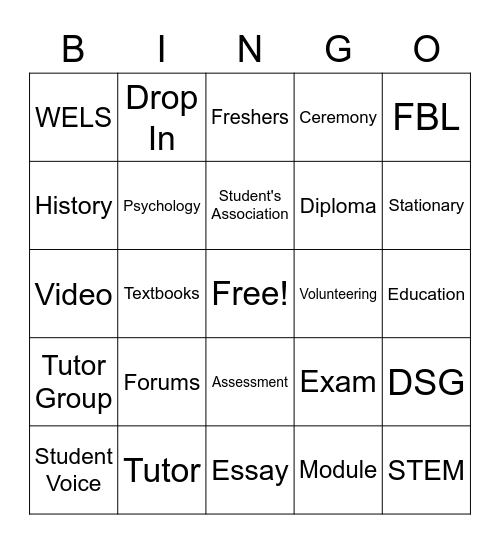 OU/OU Student's Association Bingo Card