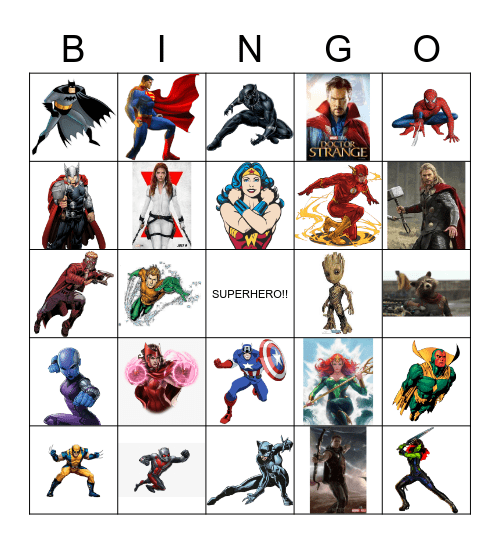 SUPER HERO Bingo Card