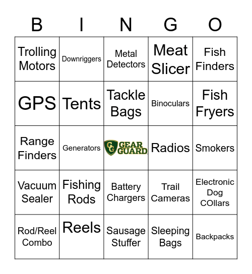 GEAR GUARD BINGO Card