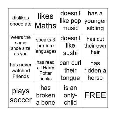 Find someone who... Bingo Card