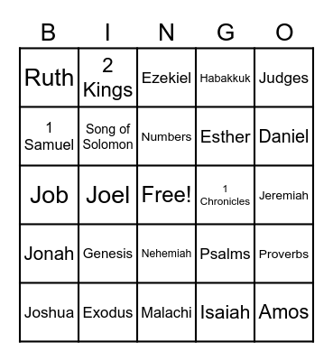 Old Testament Bible Bingo Card