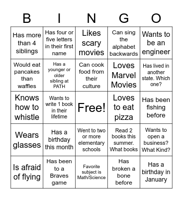 Nice To Meet You ! Bingo Card