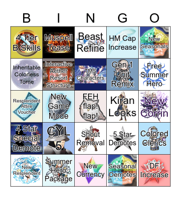 FEH Channel 4.5 Anniversary Bingo Card