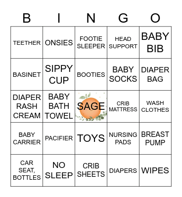 SAGE Bingo Card