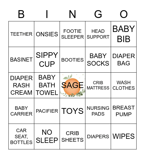 SAGE Bingo Card
