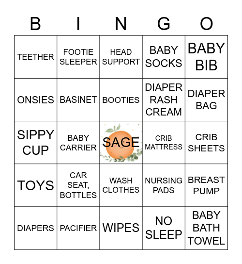SAGE Bingo Card