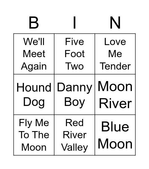 Music Bingo Card