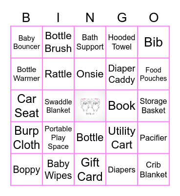 Shana's Twins Baby Shower Bingo Card