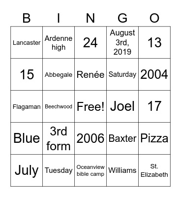 Jason & Abbegale Bingo Card