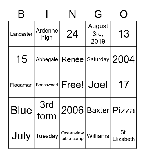 Jason & Abbegale Bingo Card