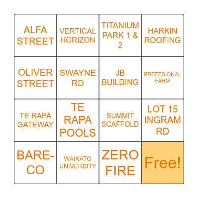 PRECAST BINGO Card