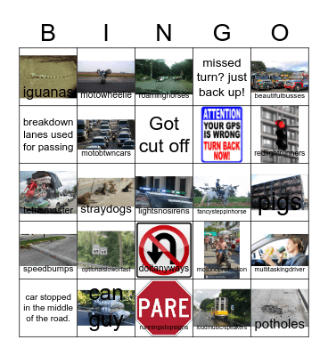 Puerto Rico Driving Bingo Card