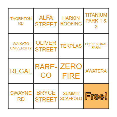 PRECAST BINGO Card