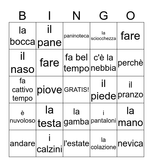 Ciao Q3!  Bingo Card