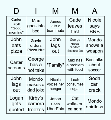 DimmaDiscord Bingo Card