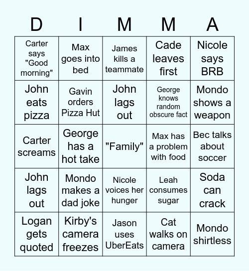 DimmaDiscord Bingo Card