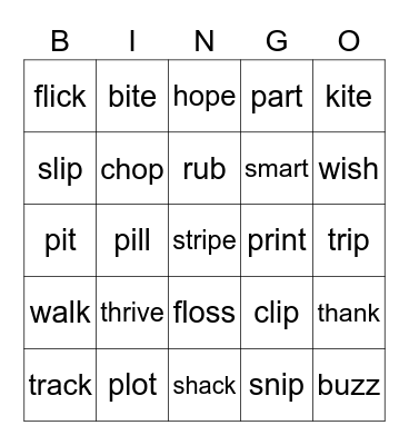 SUFFIXES Bingo Card