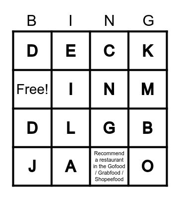 Welcome Back!!!! Bingo Card