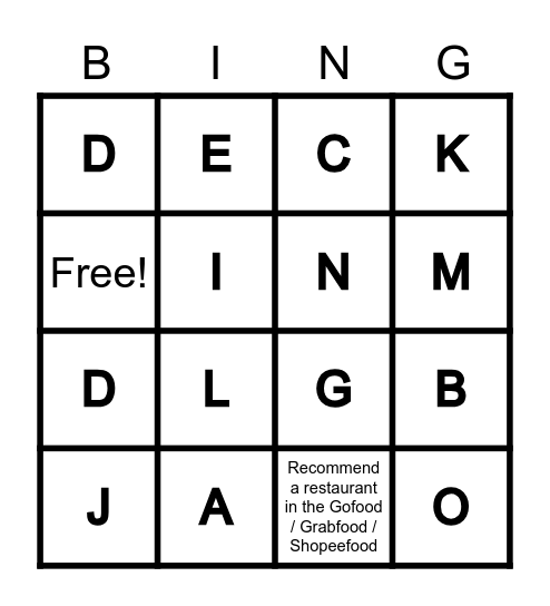 Welcome Back!!!! Bingo Card