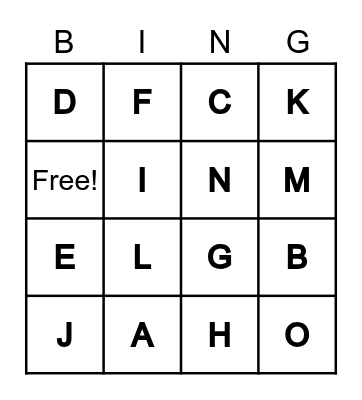 Welcome back!!!! Bingo Card