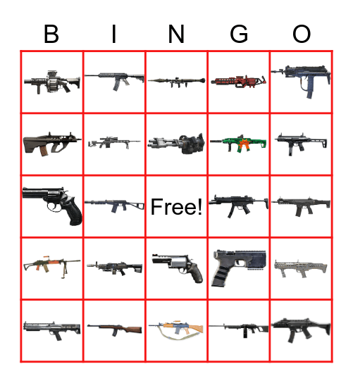 BATTLEFIELD 2042 GUN WISHLIST BINGO Card