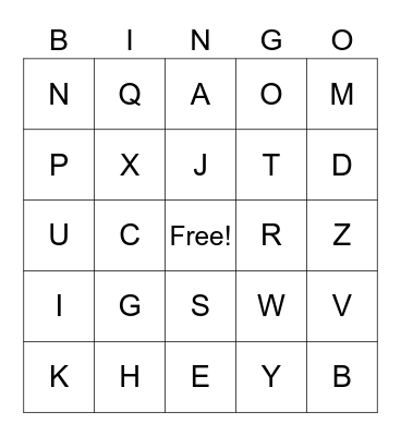 Alphabet! Bingo Card