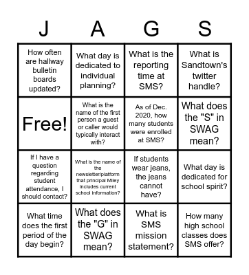 The Jaguar's Spot Bingo Card