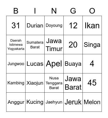 Punya Winter ❄️ Bingo Card