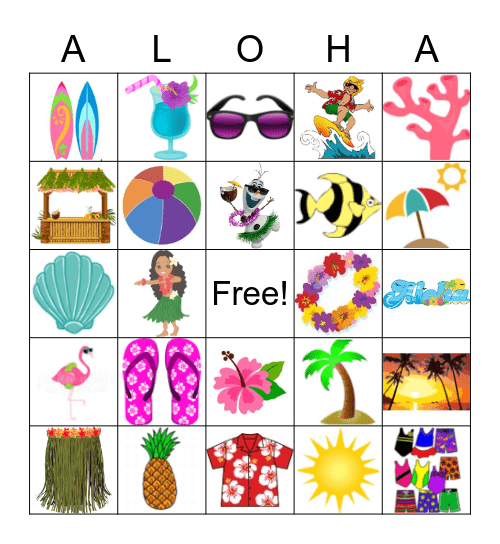 Luau Bingo Card