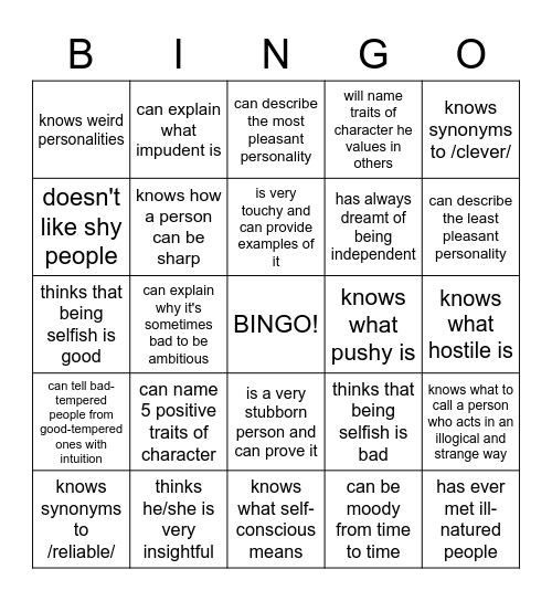 Find someody who... Bingo Card