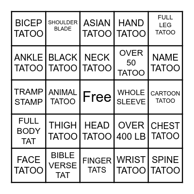 TATOO BINGO Card