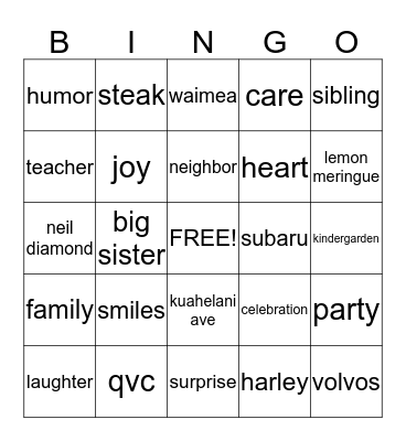 CHARLOTTE'S BIRTHDAY  Bingo Card