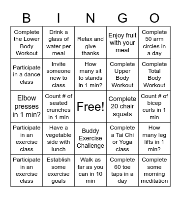 Strength Training B-I-N-G-O Bingo Card