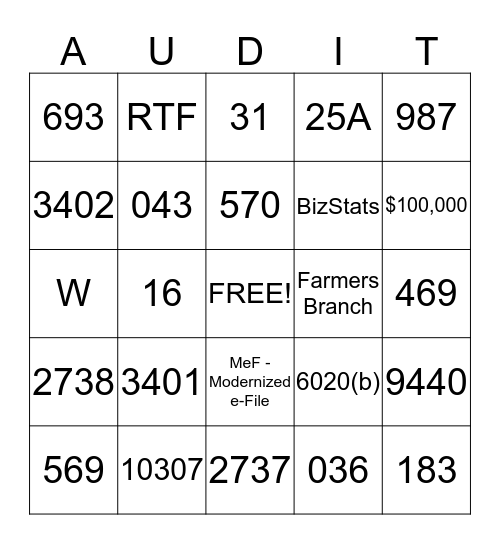 TCO Bingo 2 Bingo Card