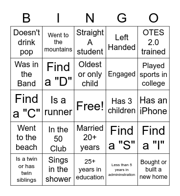 Human Bingo Card