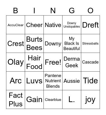 Picnic Bingo P&G Bingo Card