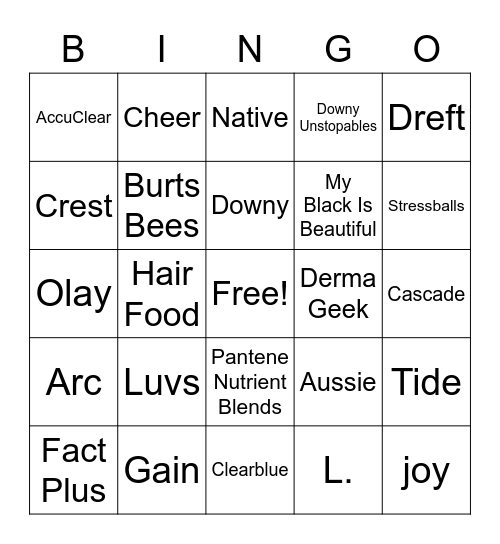 Picnic Bingo P&G Bingo Card