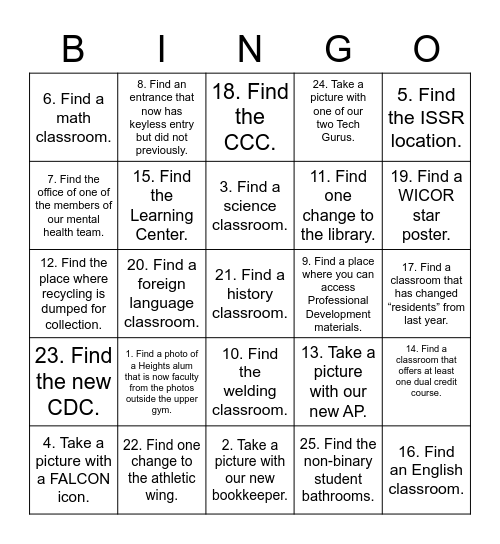 Falcon Family BINGO Card
