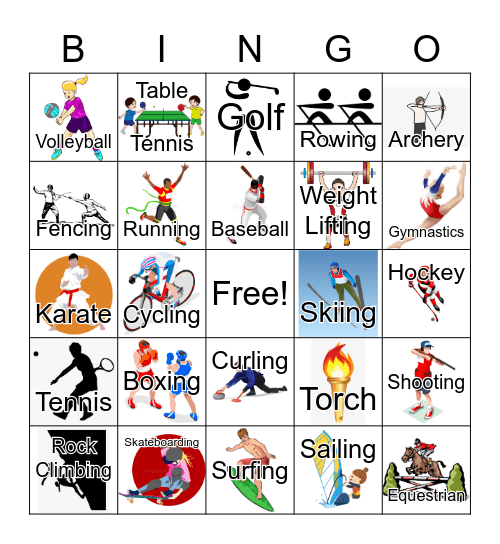 Olympics Bingo Card