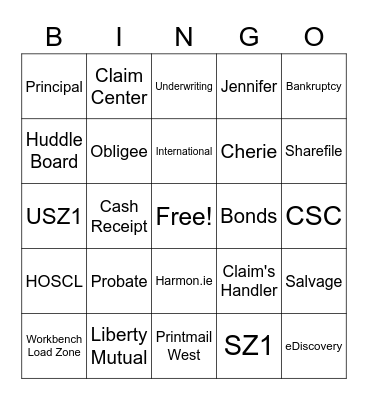 Surety BINGO Card